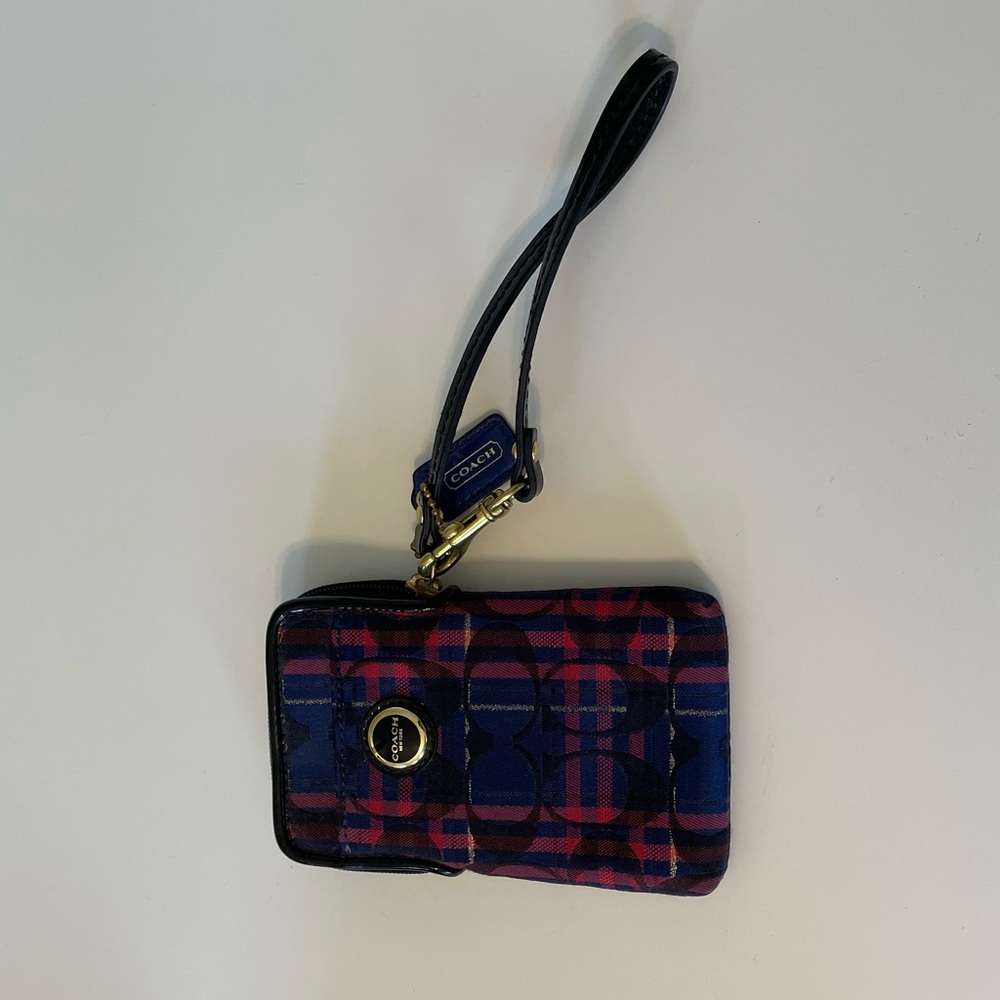 Coach plaid wristlet